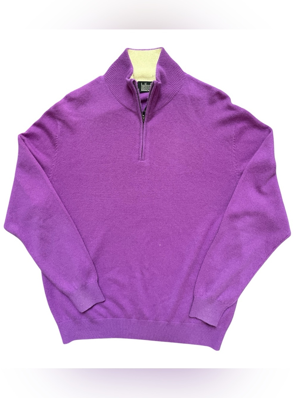 Vintage Belford Men's Cashmere 1/4 Zip Sweater Violet Purple Size Medium